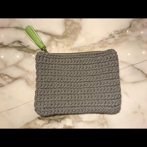 Knit Patent Silver Clutch